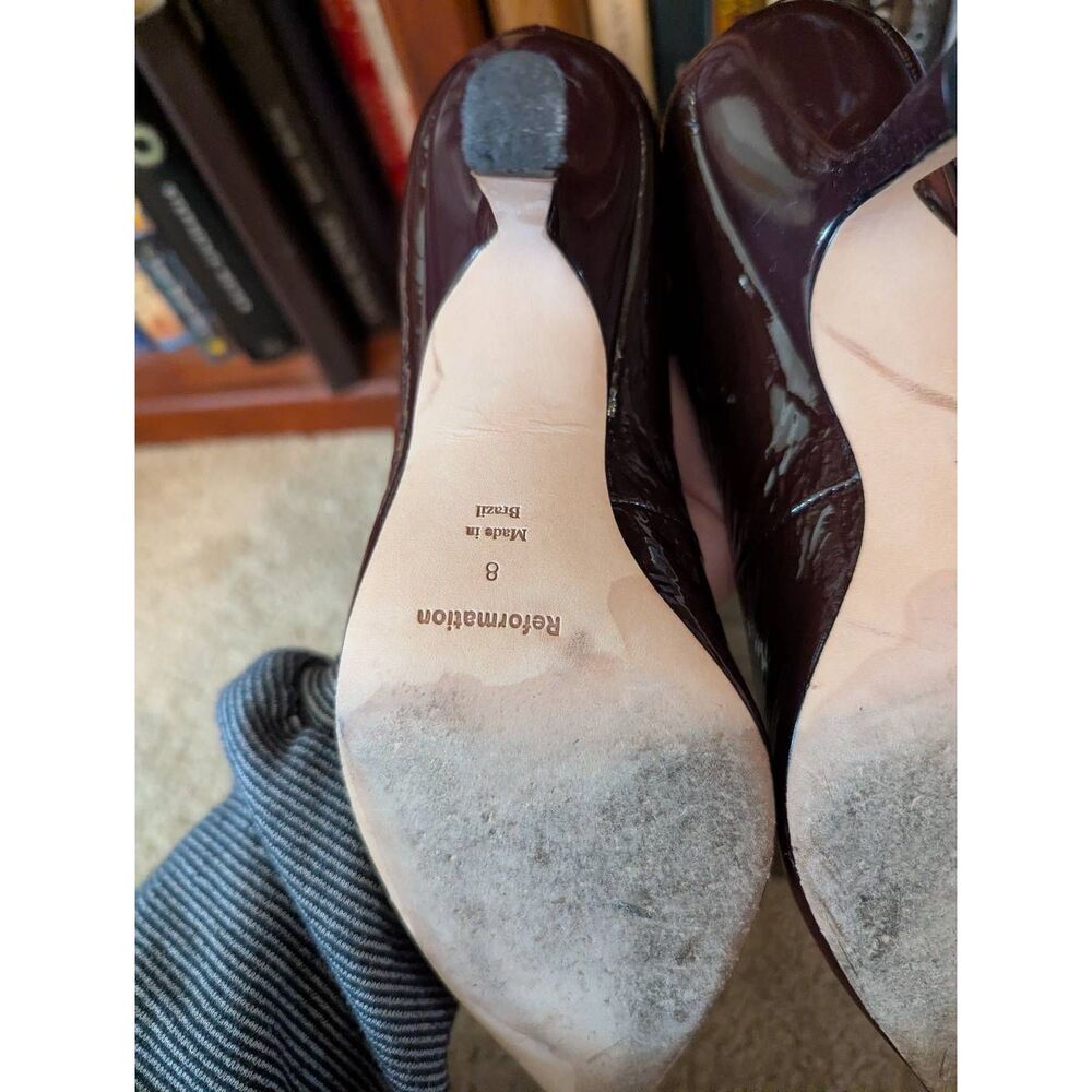 Reformation Women’s Skylar pump Size 8 rum raisin Leather Pump Heels - Picture 5 of 6